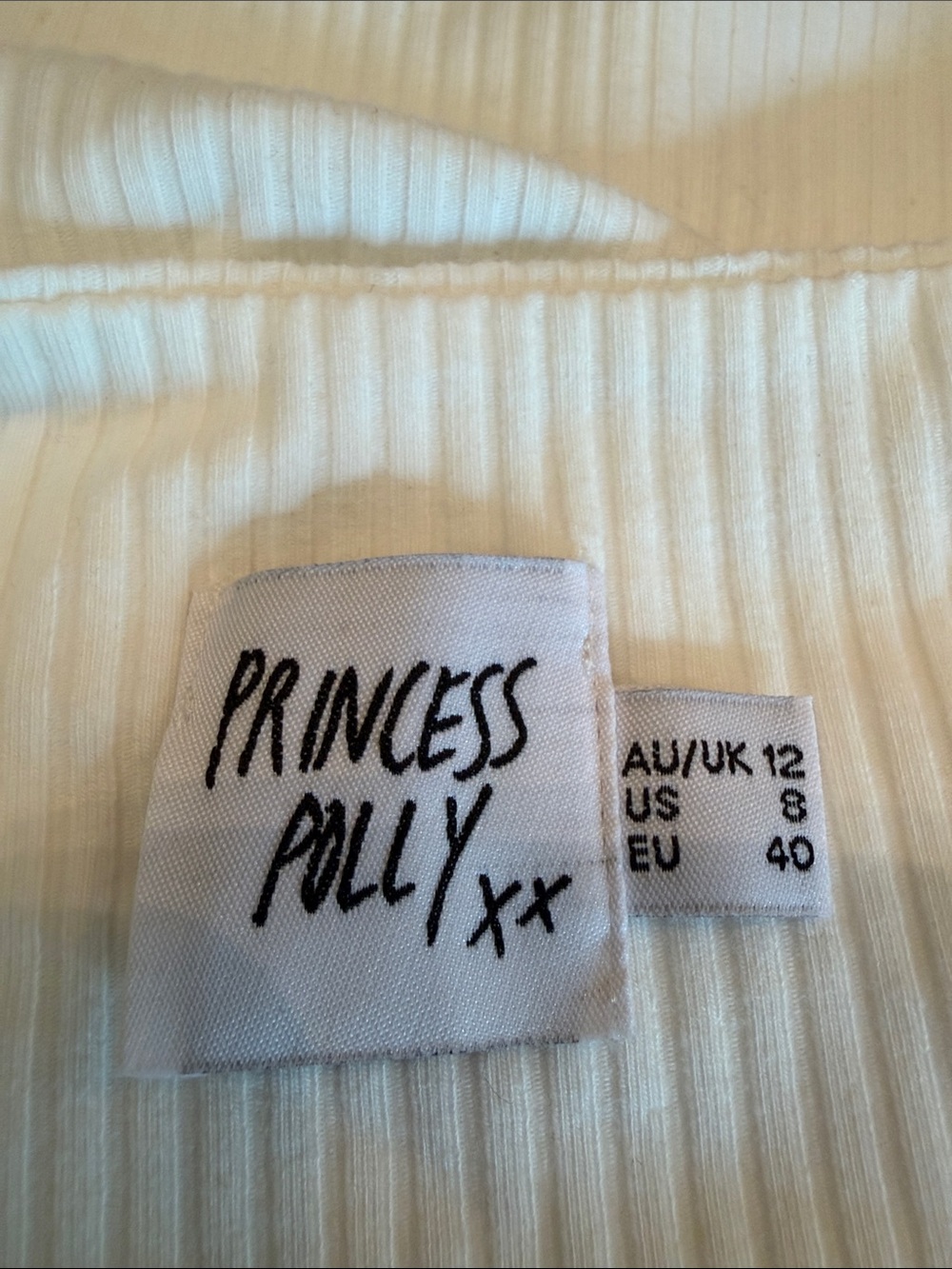 Princess Polly Knot-Shoulder Ribbed One-Piece Bodysuit - White - Picture 3 of 3